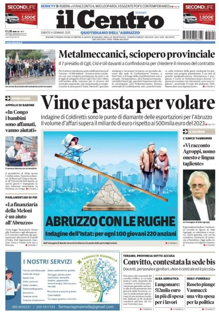 anteprima della prima pagina di il-centro-teramo del 04/01/2025
