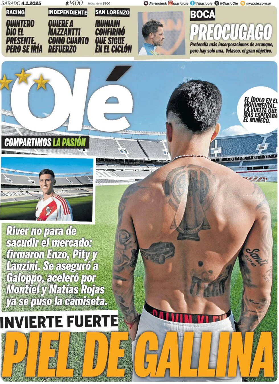 anteprima della prima pagina di ol del 04/01/2025