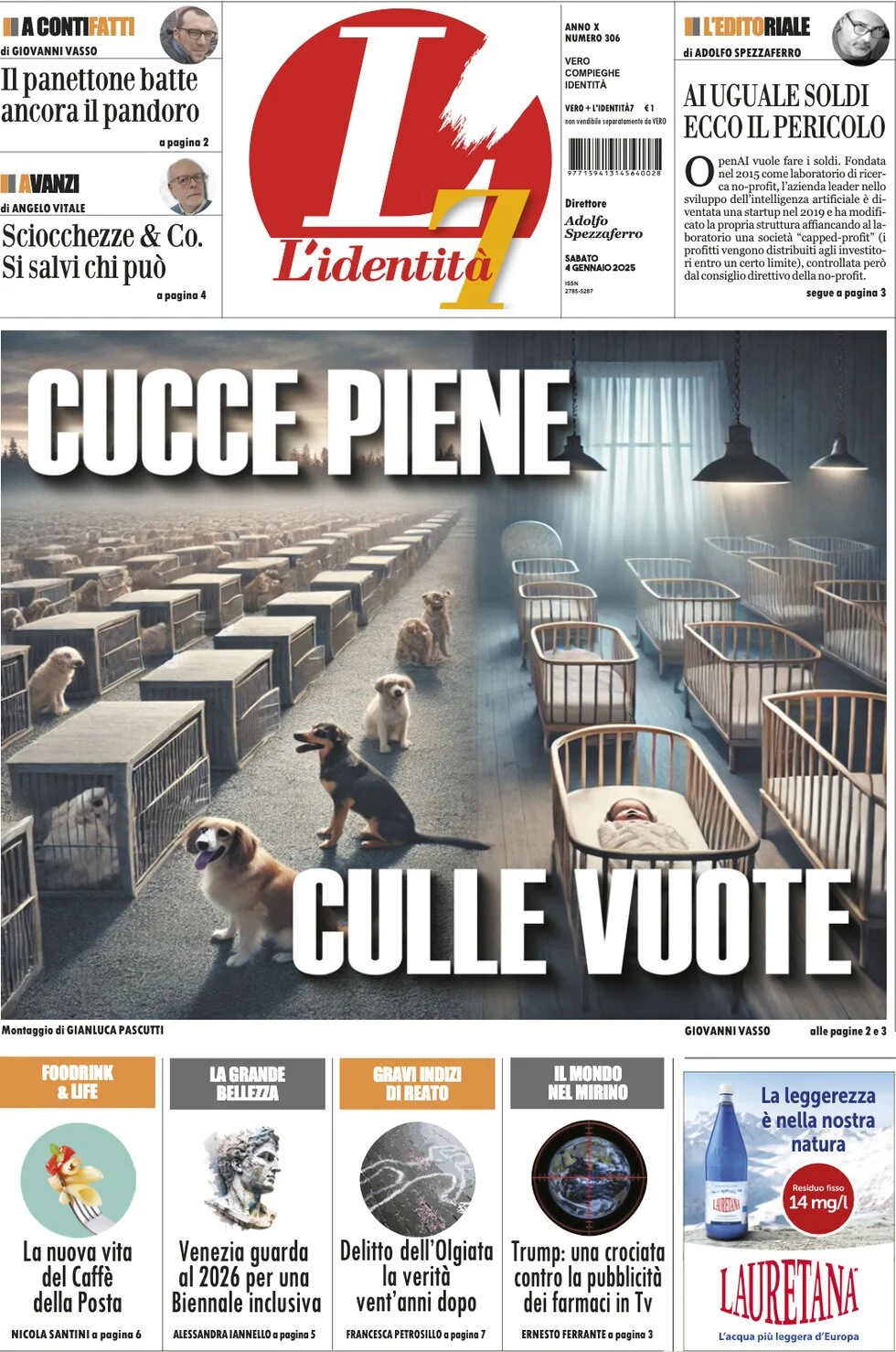 anteprima della prima pagina di lidentit del 04/01/2025