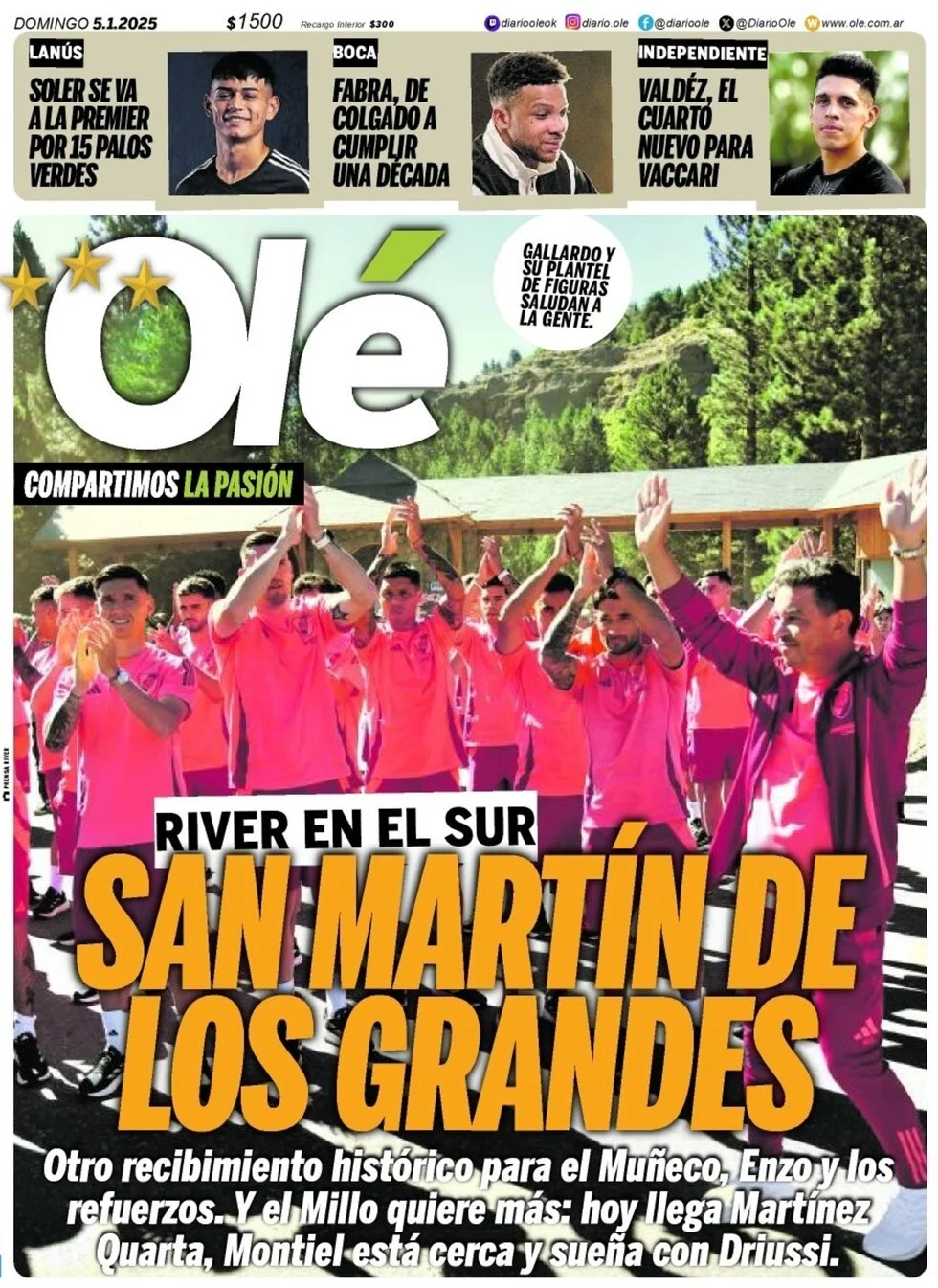 anteprima della prima pagina di ol del 05/01/2025