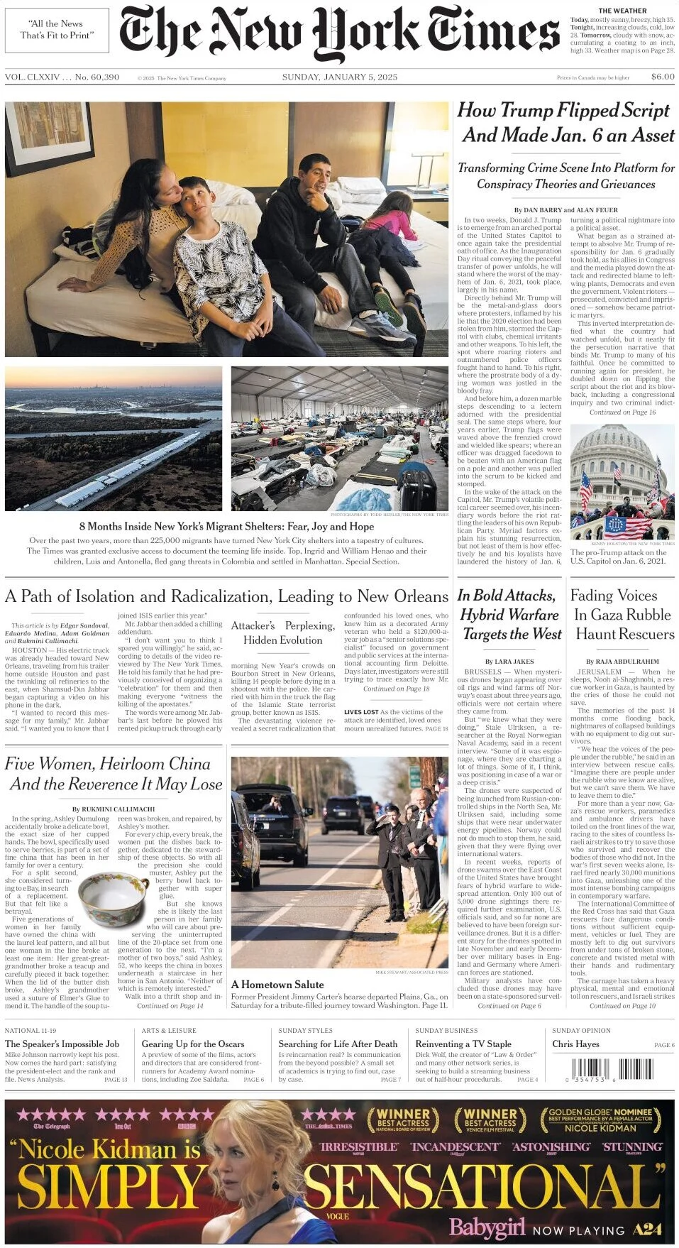 anteprima della prima pagina di the-new-york-times del 05/01/2025