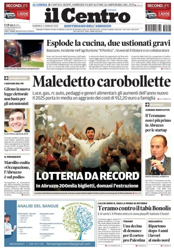 anteprima della prima pagina di il-centro-teramo del 05/01/2025