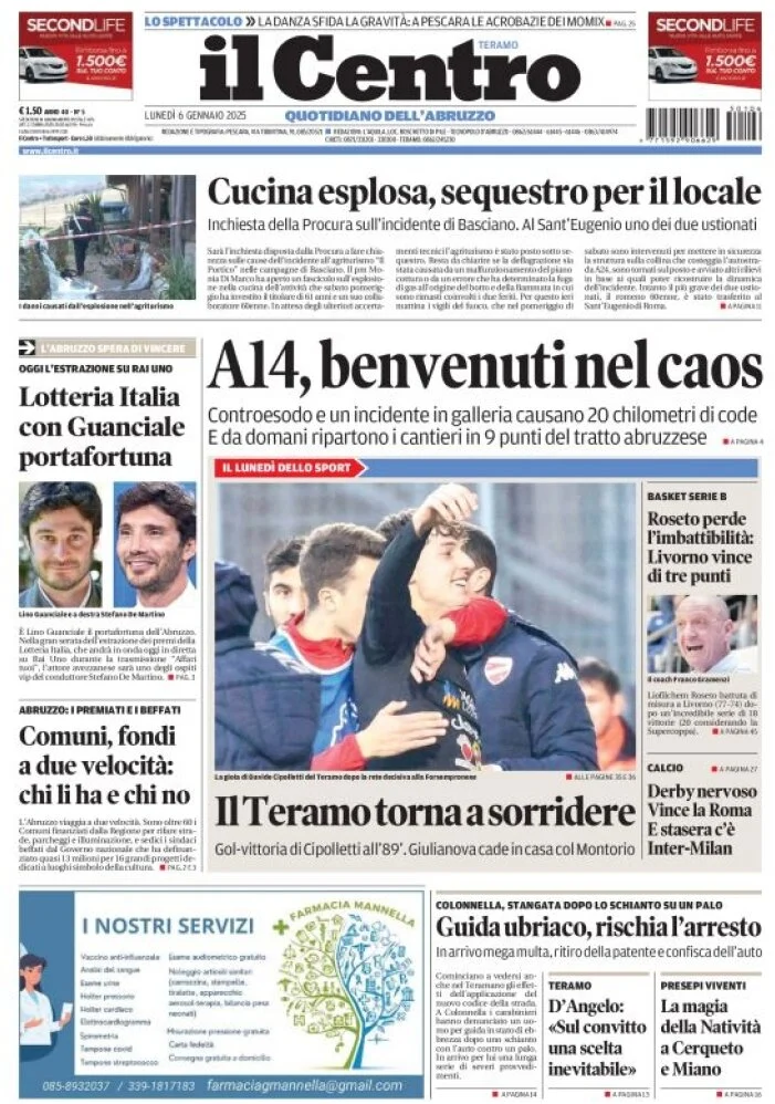 anteprima della prima pagina di il-centro-teramo del 06/01/2025