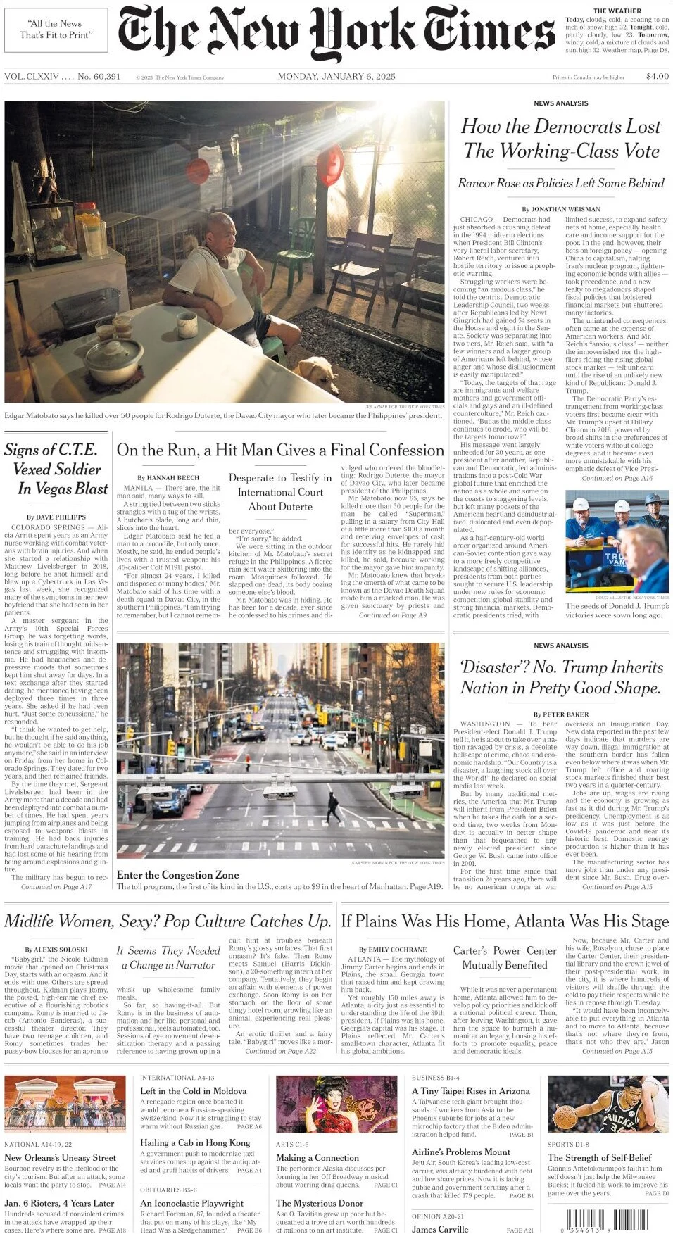 anteprima della prima pagina di the-new-york-times del 06/01/2025