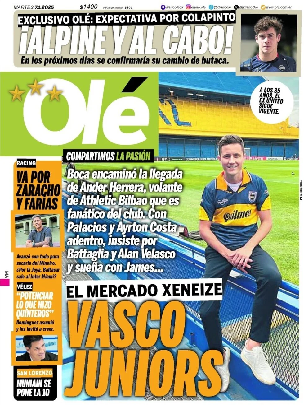 anteprima della prima pagina di ol del 07/01/2025