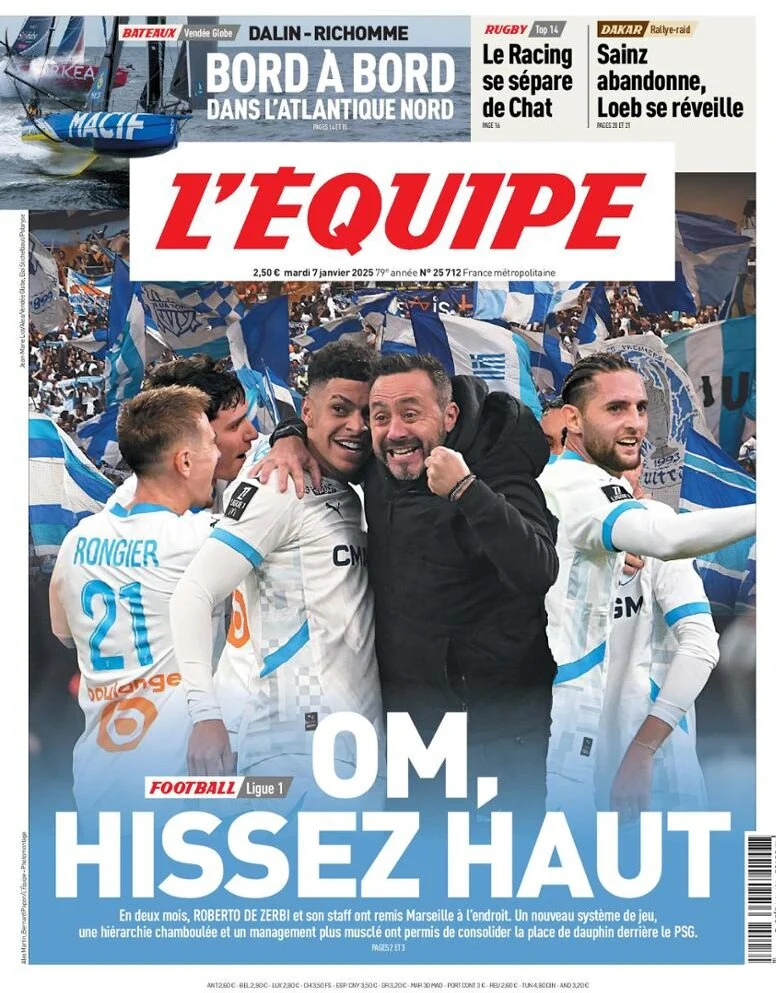 anteprima della prima pagina di lequipe del 07/01/2025