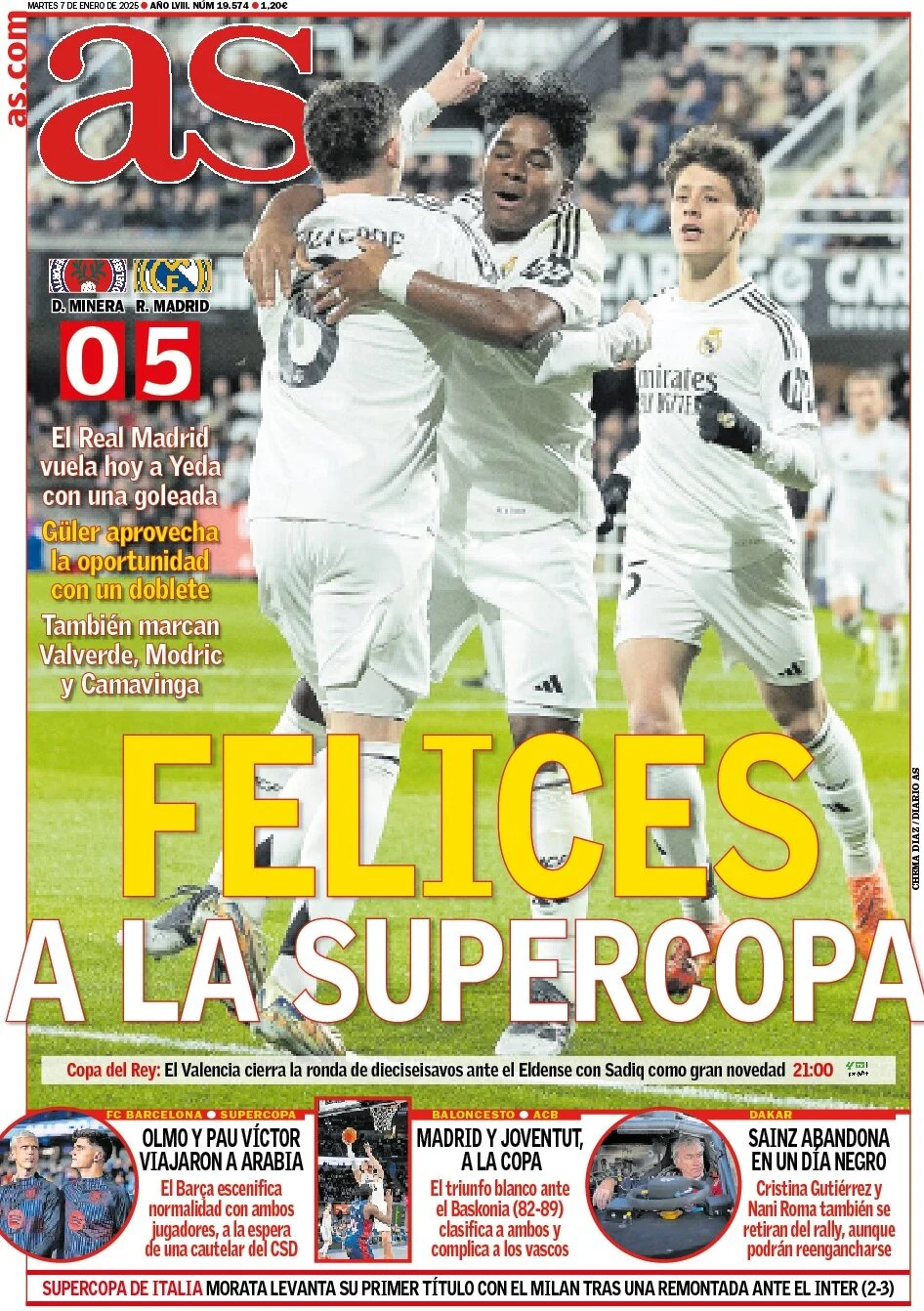 anteprima della prima pagina di as-madrid del 07/01/2025