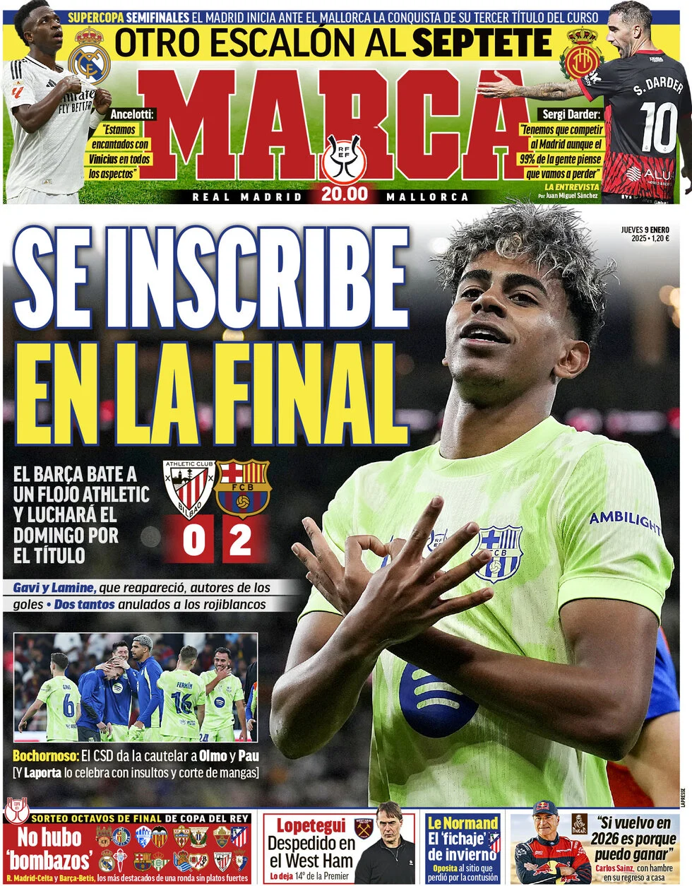 anteprima della prima pagina di marca del 09/01/2025