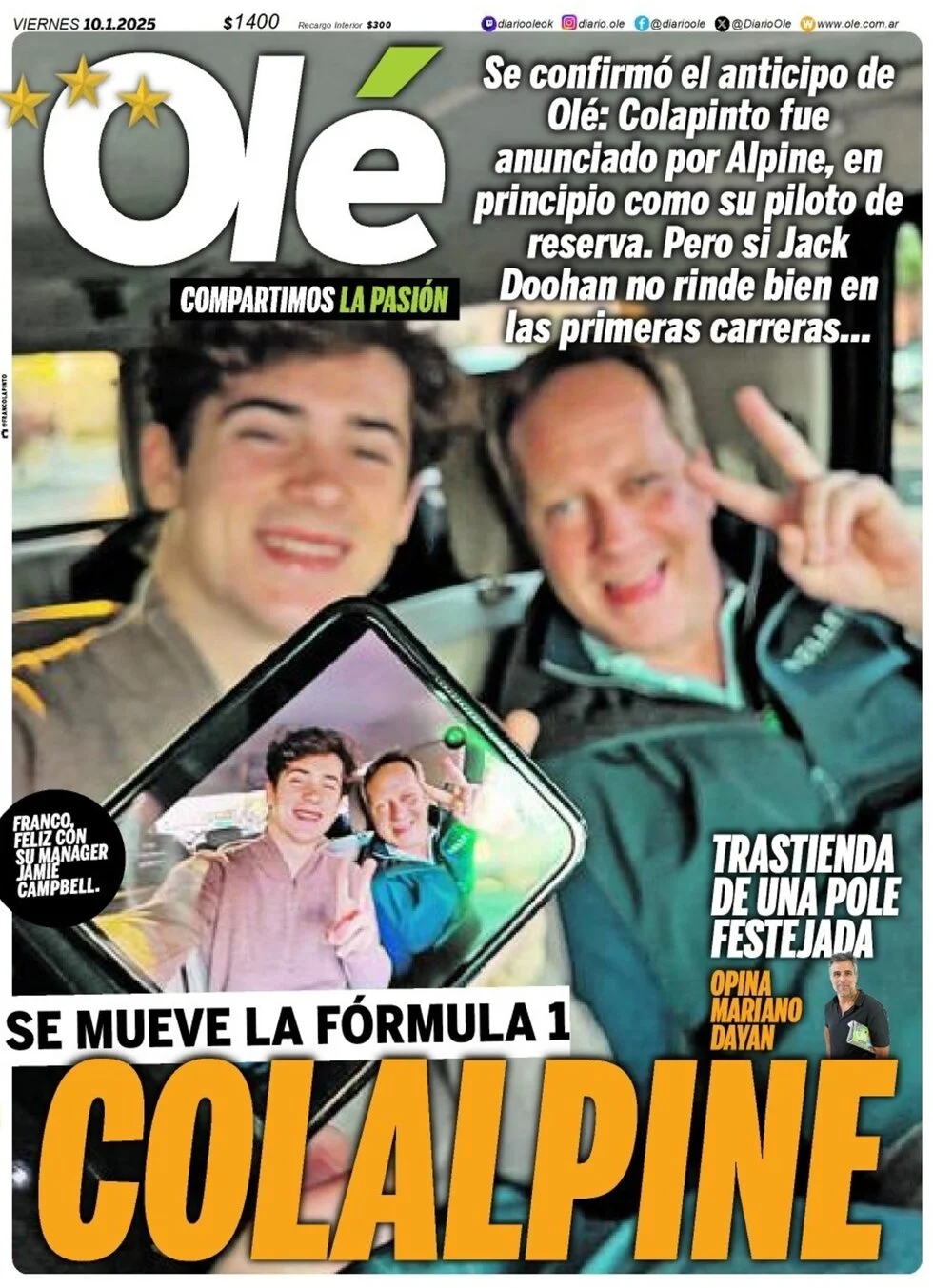 anteprima della prima pagina di ol del 10/01/2025