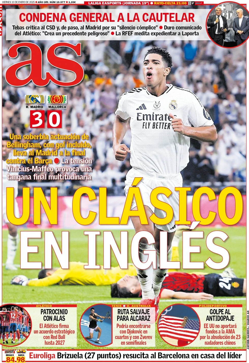 anteprima della prima pagina di as-madrid del 10/01/2025