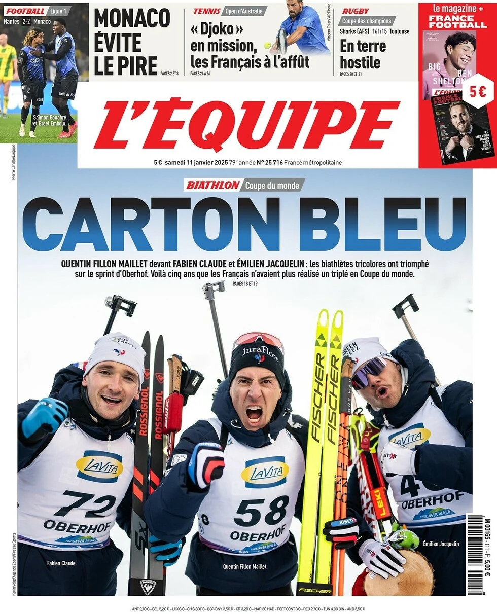 anteprima della prima pagina di lequipe del 11/01/2025