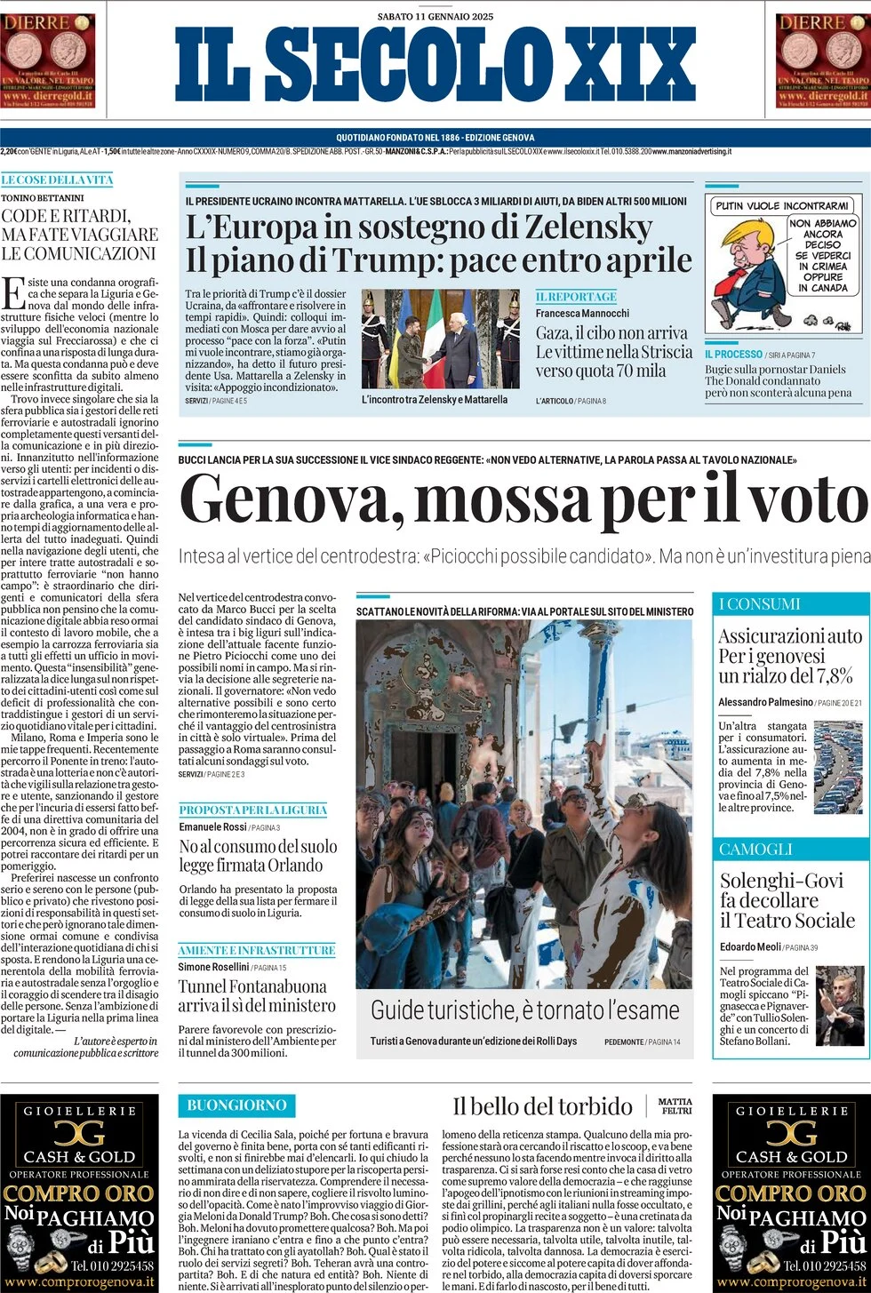anteprima della prima pagina di il-secolo-xix del 11/01/2025