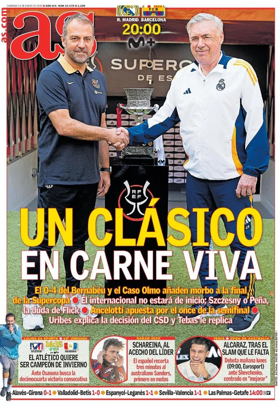 anteprima della prima pagina di as-madrid del 12/01/2025
