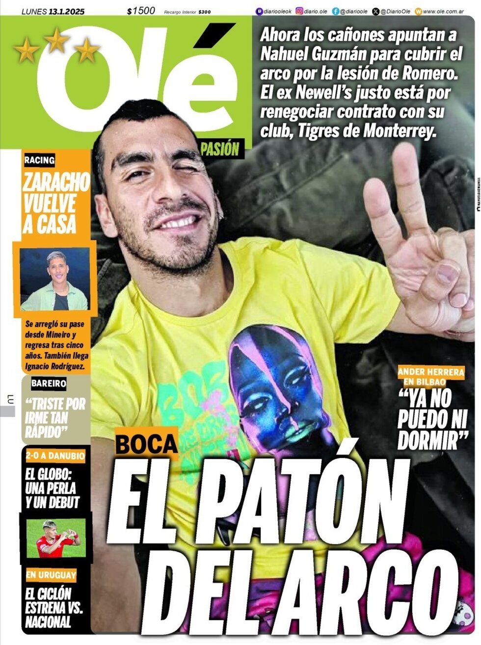 anteprima della prima pagina di ol del 13/01/2025