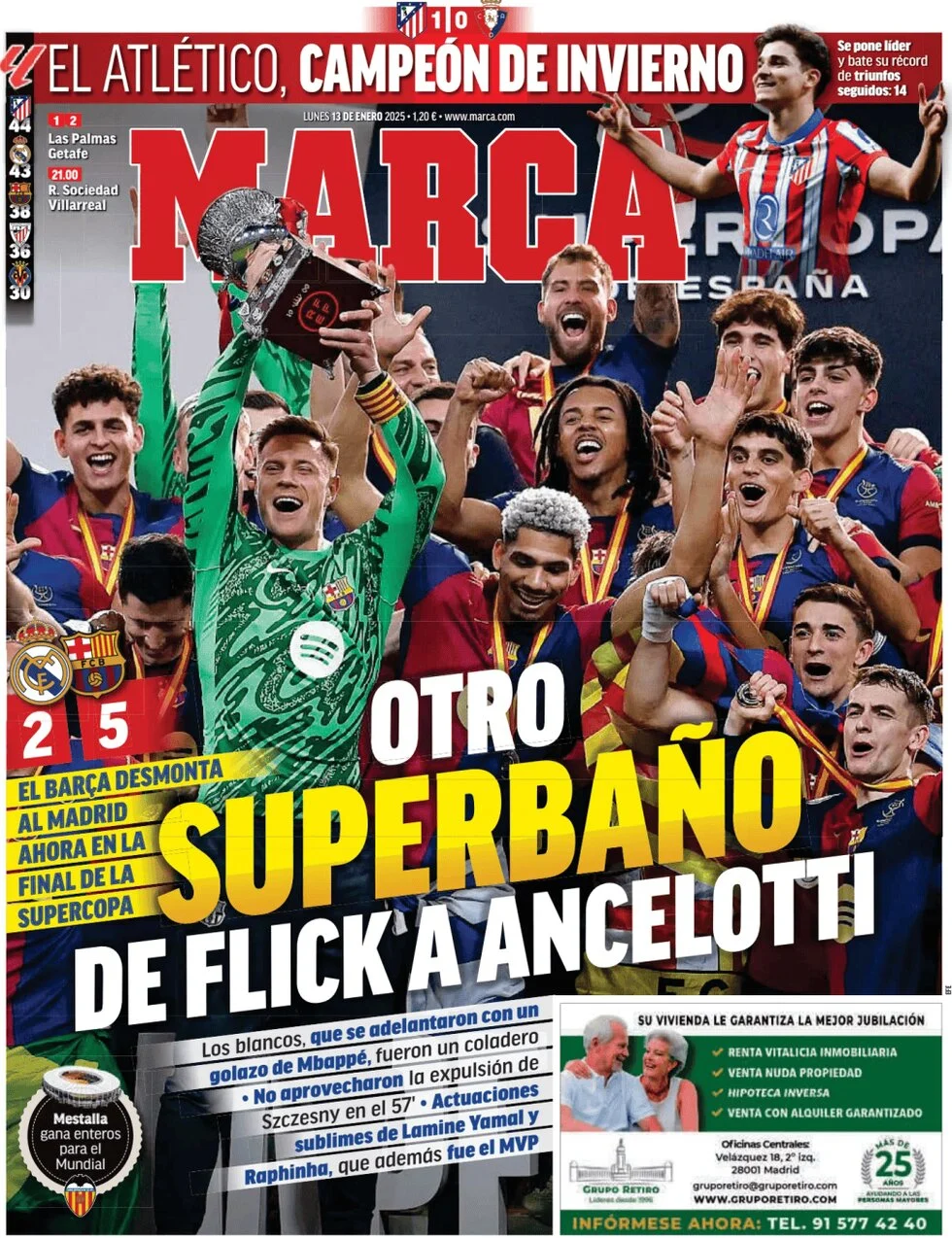 anteprima della prima pagina di marca del 13/01/2025