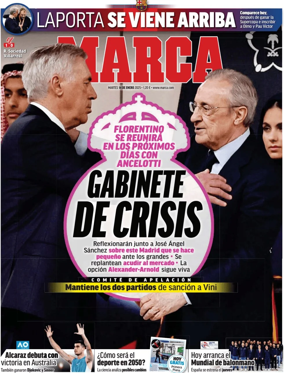 anteprima della prima pagina di marca del 14/01/2025