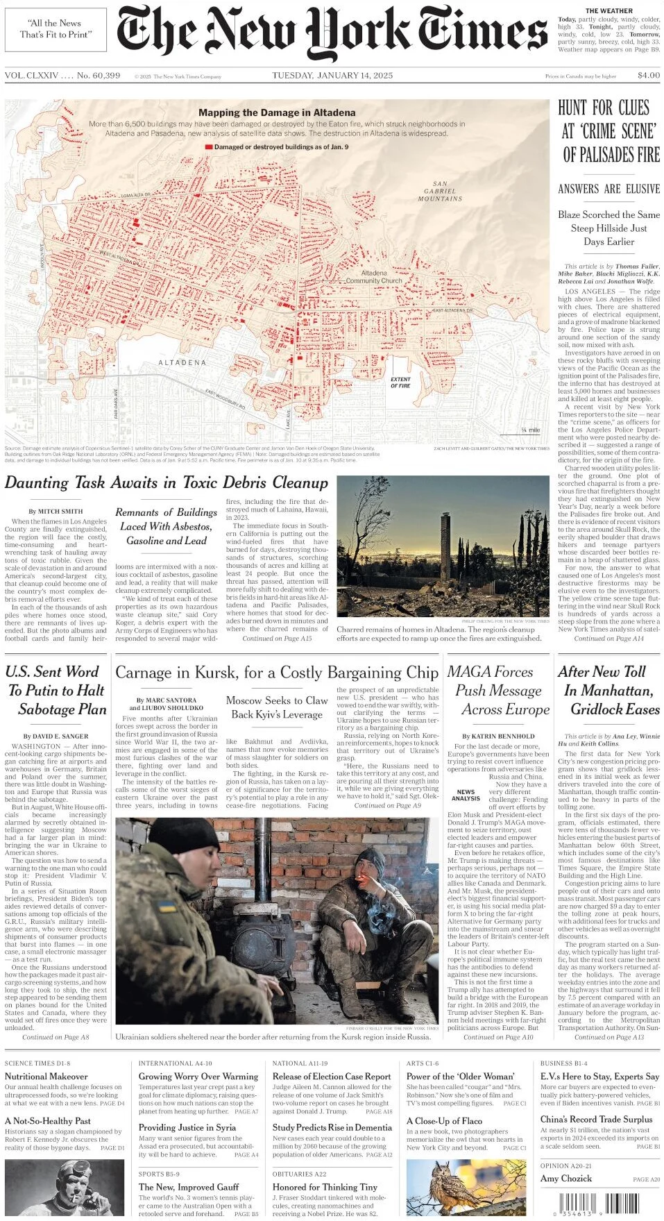 anteprima della prima pagina di the-new-york-times del 14/01/2025