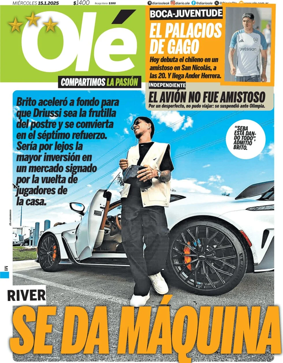 anteprima della prima pagina di ol del 15/01/2025