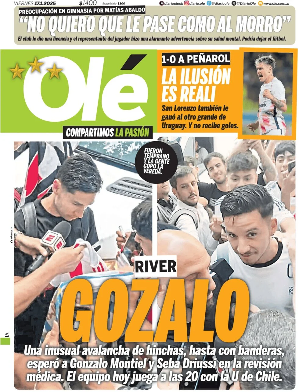 anteprima della prima pagina di ol del 17/01/2025