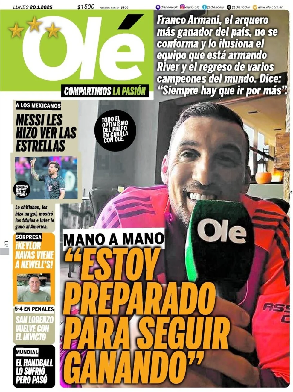anteprima della prima pagina di ol del 20/01/2025