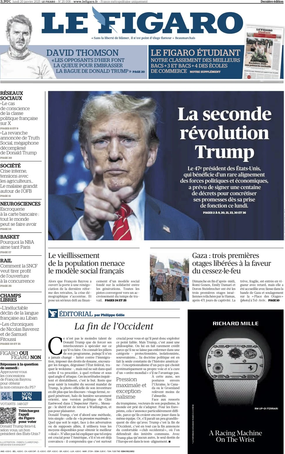 anteprima della prima pagina di le-figaro del 20/01/2025