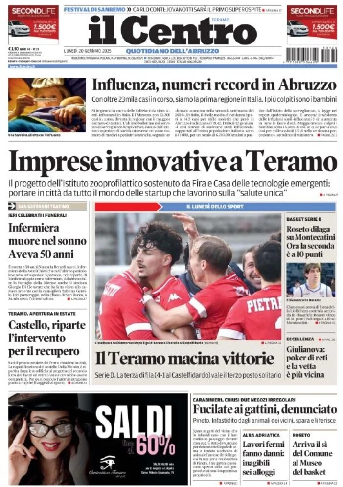 anteprima della prima pagina di il-centro-teramo del 20/01/2025