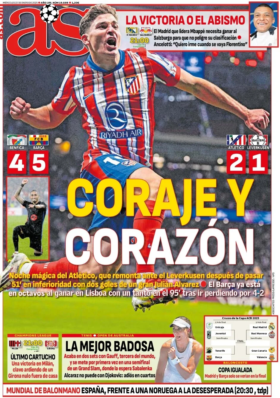 anteprima della prima pagina di as-madrid del 22/01/2025