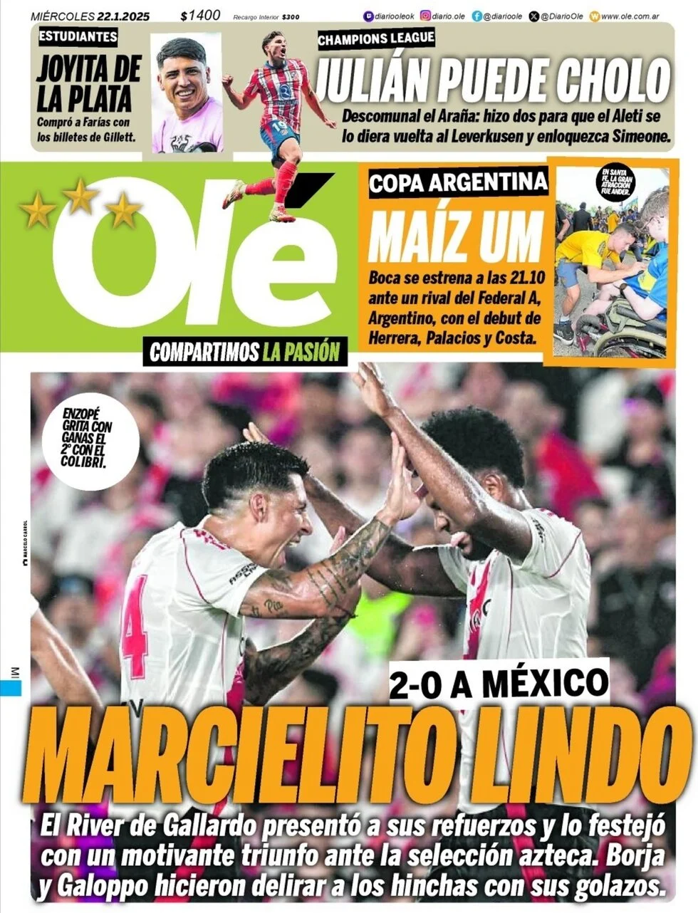 anteprima della prima pagina di ol del 22/01/2025