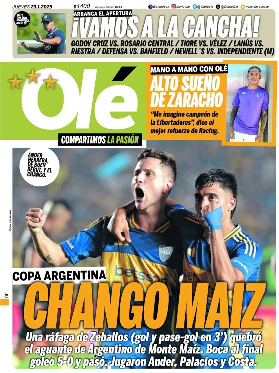 anteprima della prima pagina di ol del 23/01/2025