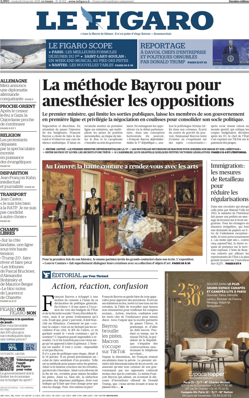 anteprima della prima pagina di le-figaro del 24/01/2025