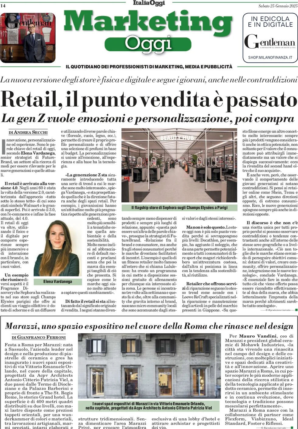 anteprima della prima pagina di marketing-oggi del 25/01/2025