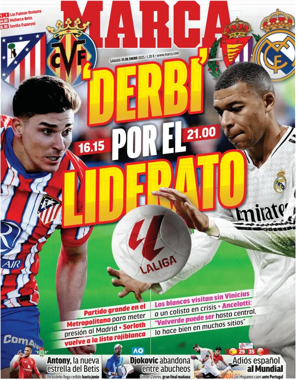 anteprima della prima pagina di marca del 25/01/2025