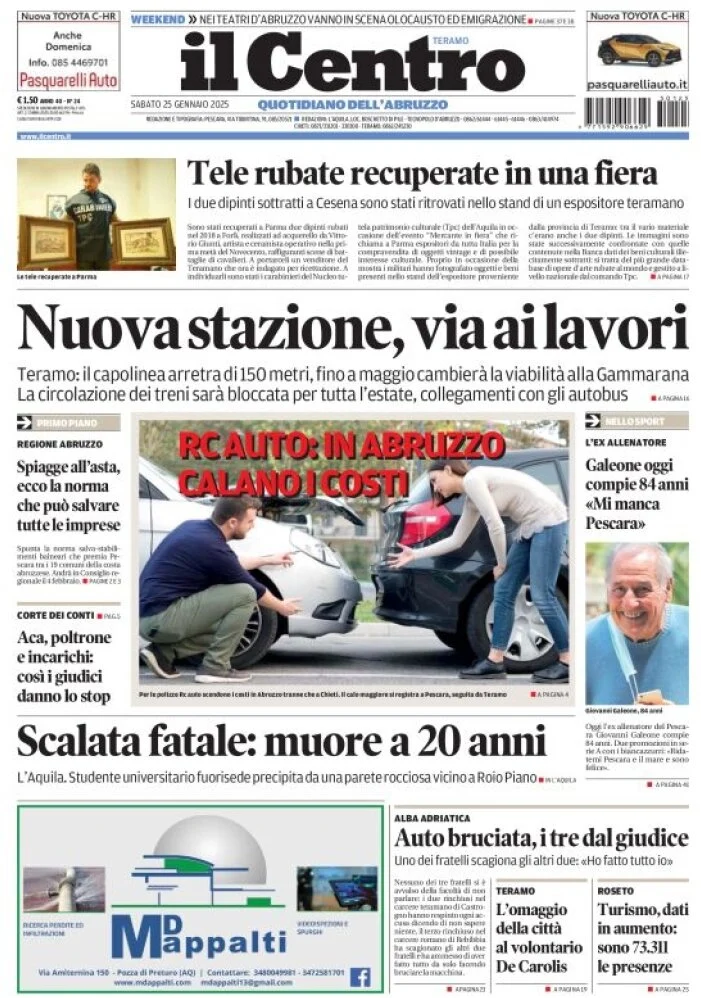 anteprima della prima pagina di il-centro-teramo del 25/01/2025
