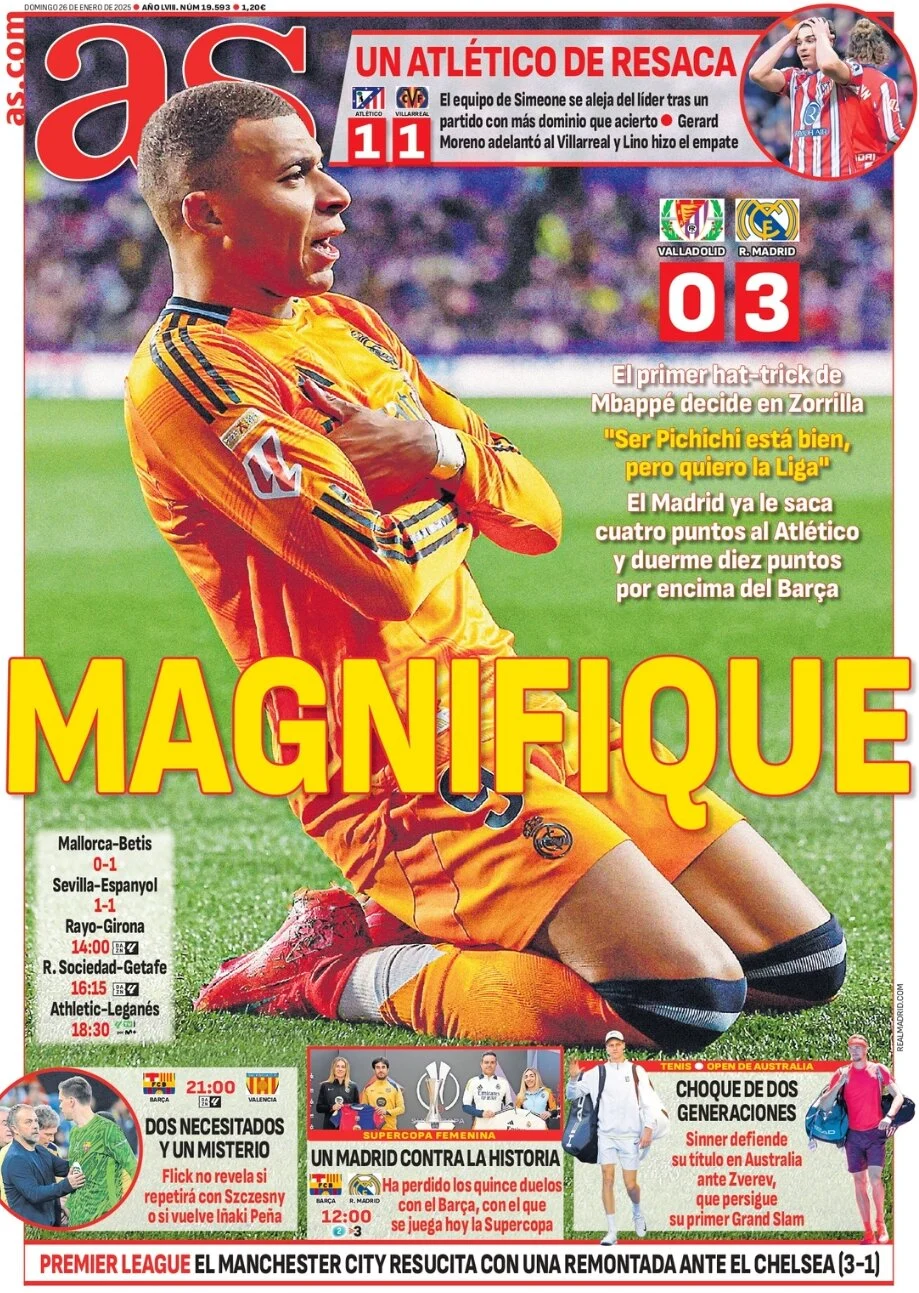 anteprima della prima pagina di as-madrid del 26/01/2025