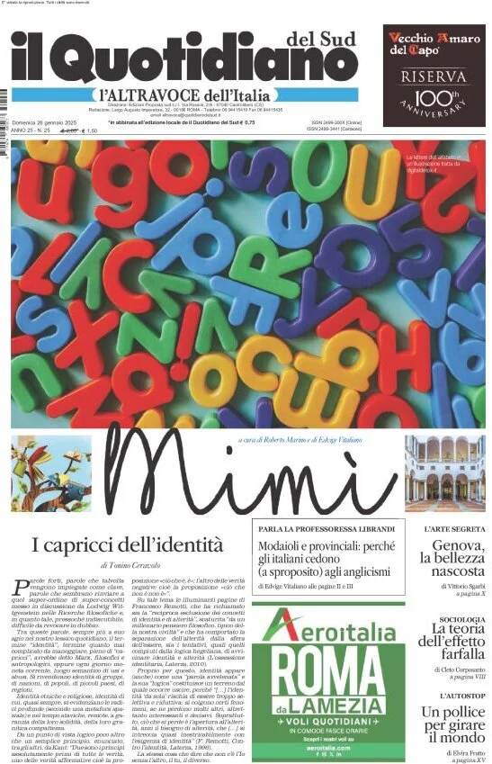 anteprima della prima pagina di il-quotidiano-del-sud-laltravoce del 26/01/2025