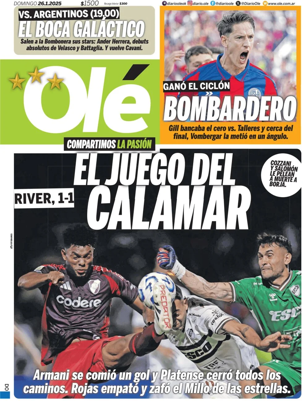 anteprima della prima pagina di ol del 26/01/2025