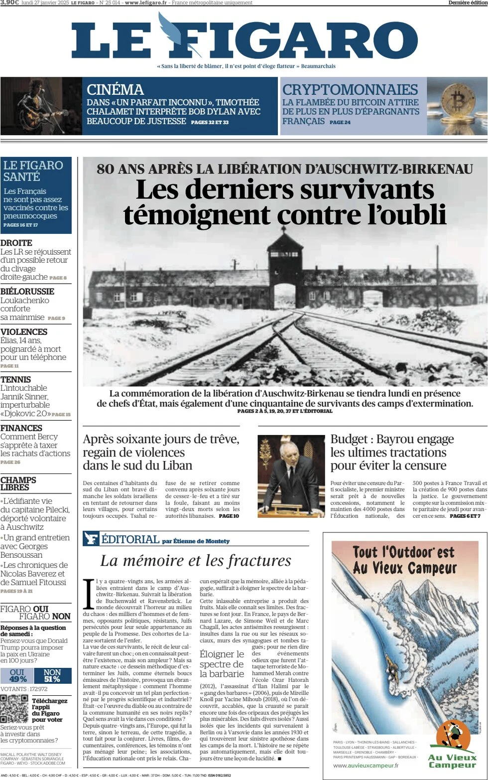 anteprima della prima pagina di le-figaro del 27/01/2025