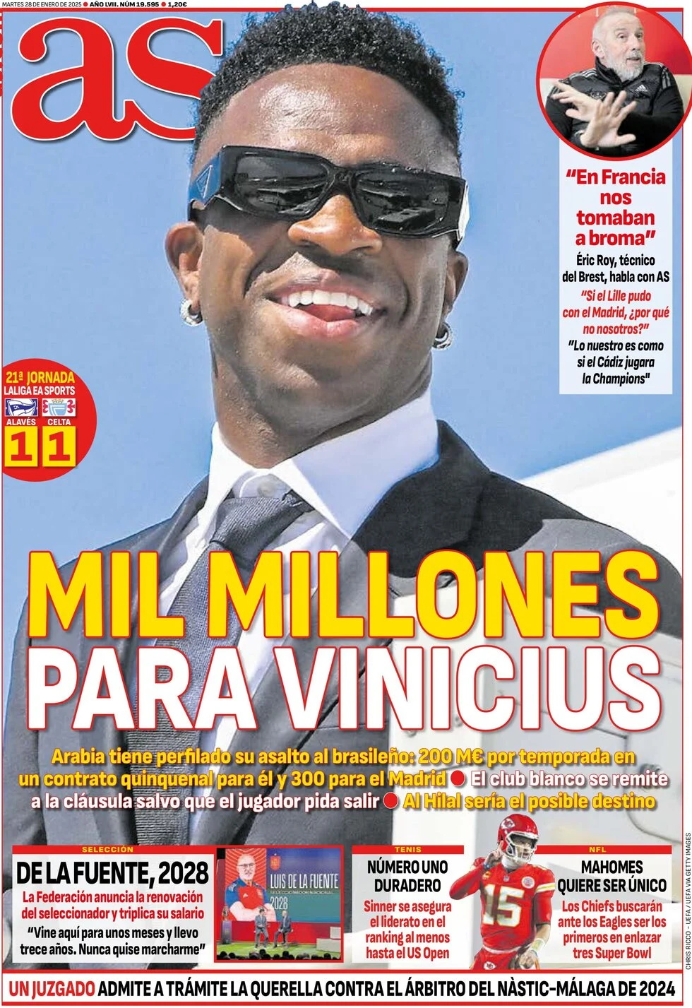 anteprima della prima pagina di as-madrid del 28/01/2025