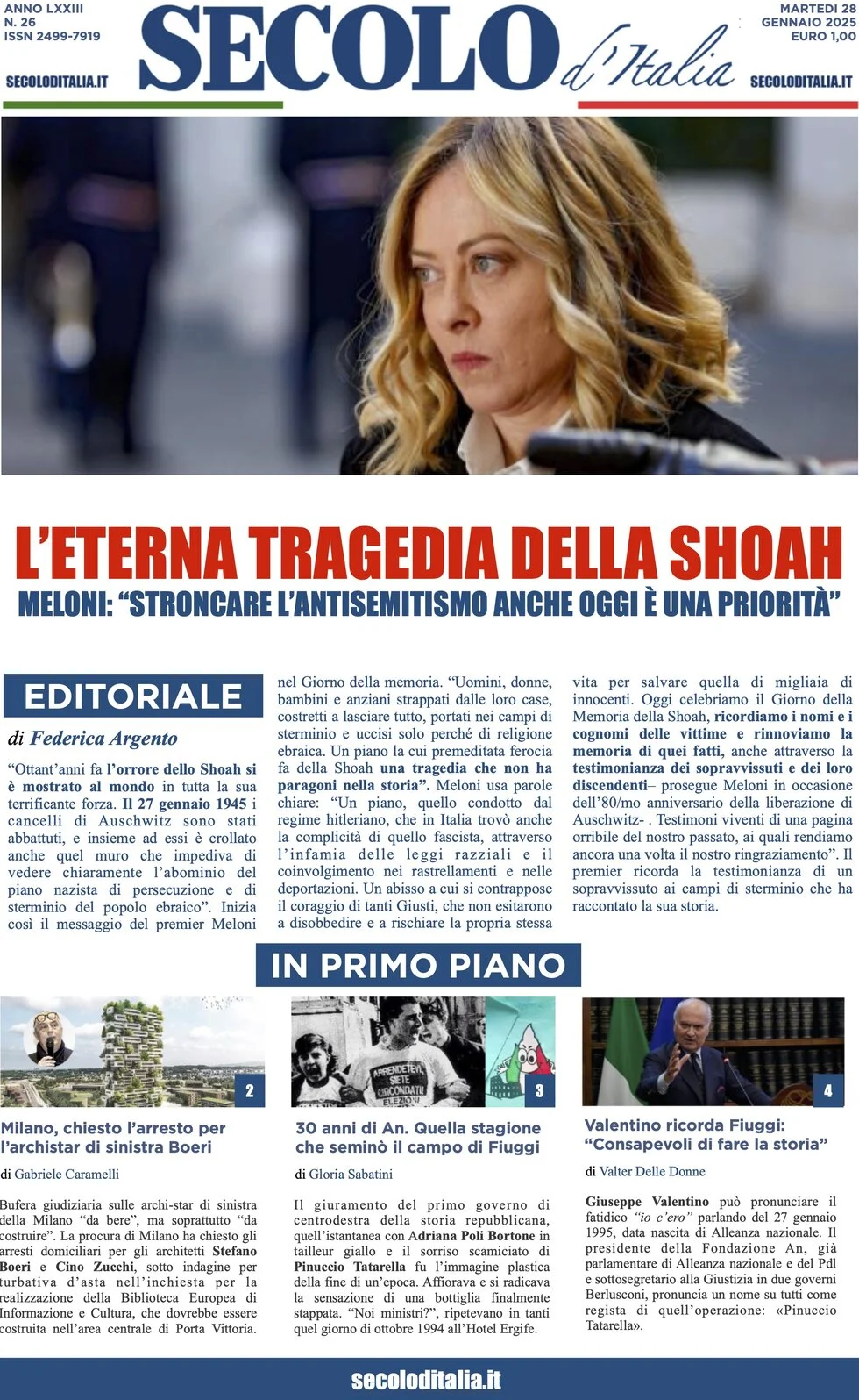 anteprima della prima pagina di secolo-ditalia del 28/01/2025