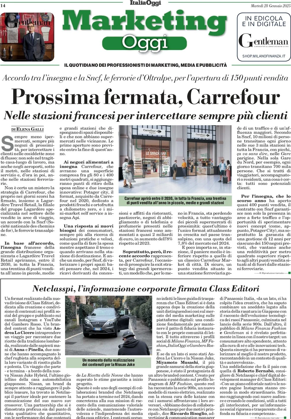 anteprima della prima pagina di marketing-oggi del 28/01/2025