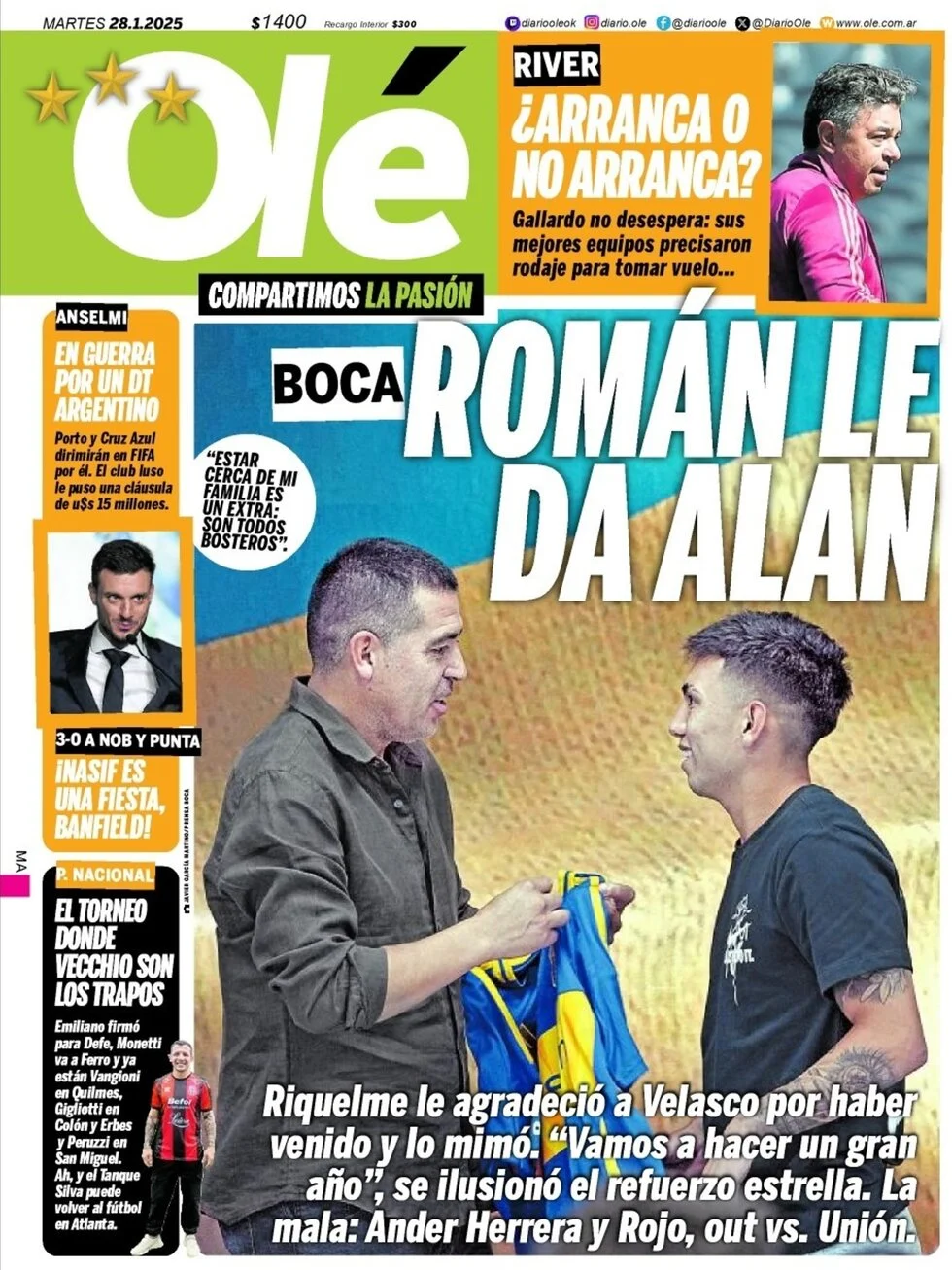 anteprima della prima pagina di ol del 28/01/2025