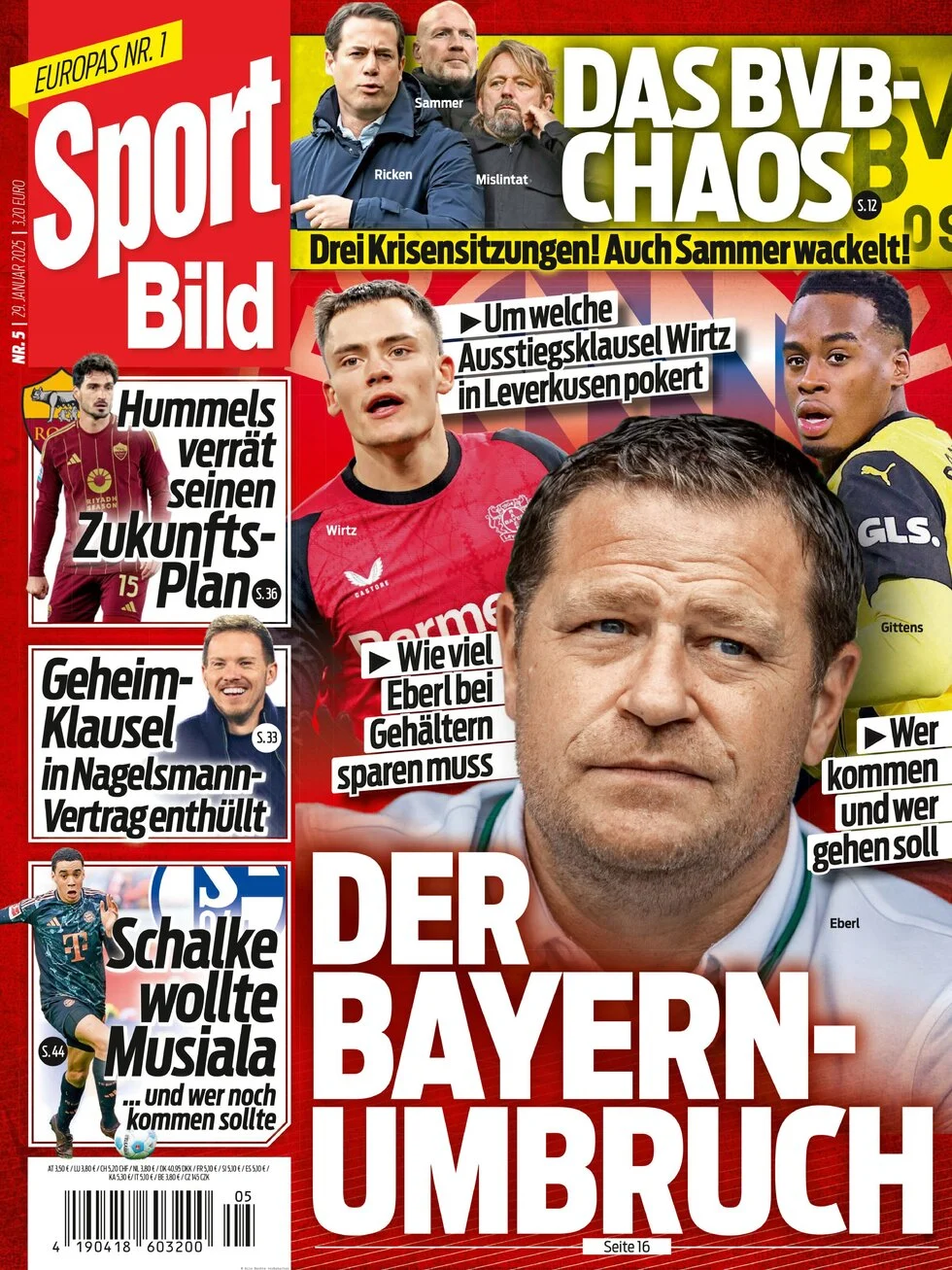 anteprima della prima pagina di sport-bild del 29/01/2025