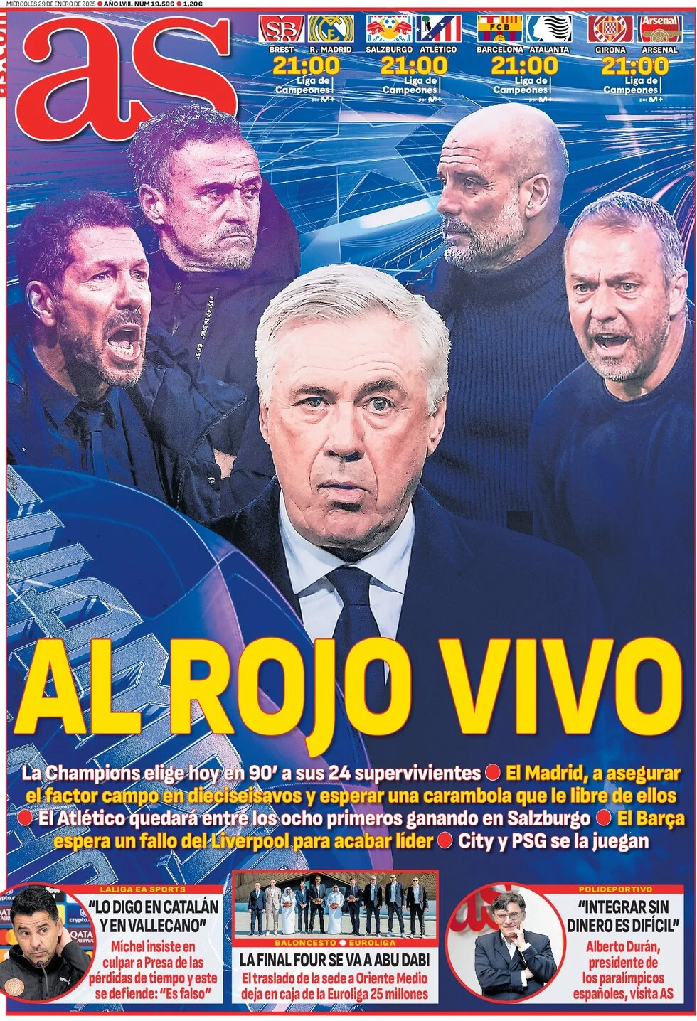 anteprima della prima pagina di as-madrid del 29/01/2025