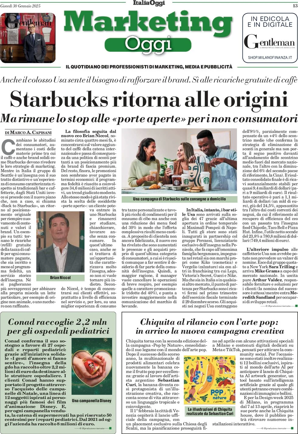 anteprima della prima pagina di marketing-oggi del 30/01/2025