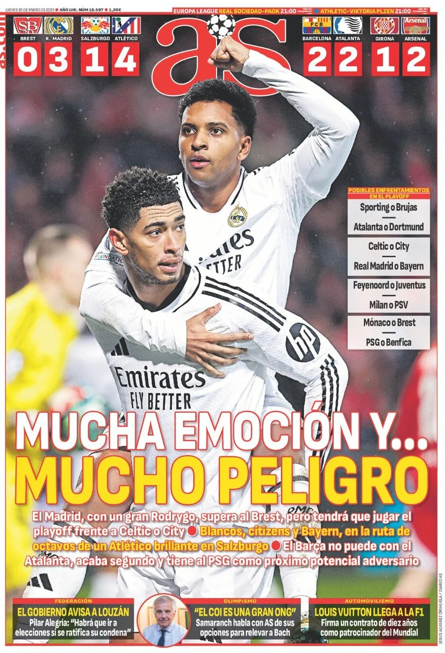anteprima della prima pagina di as-madrid del 30/01/2025