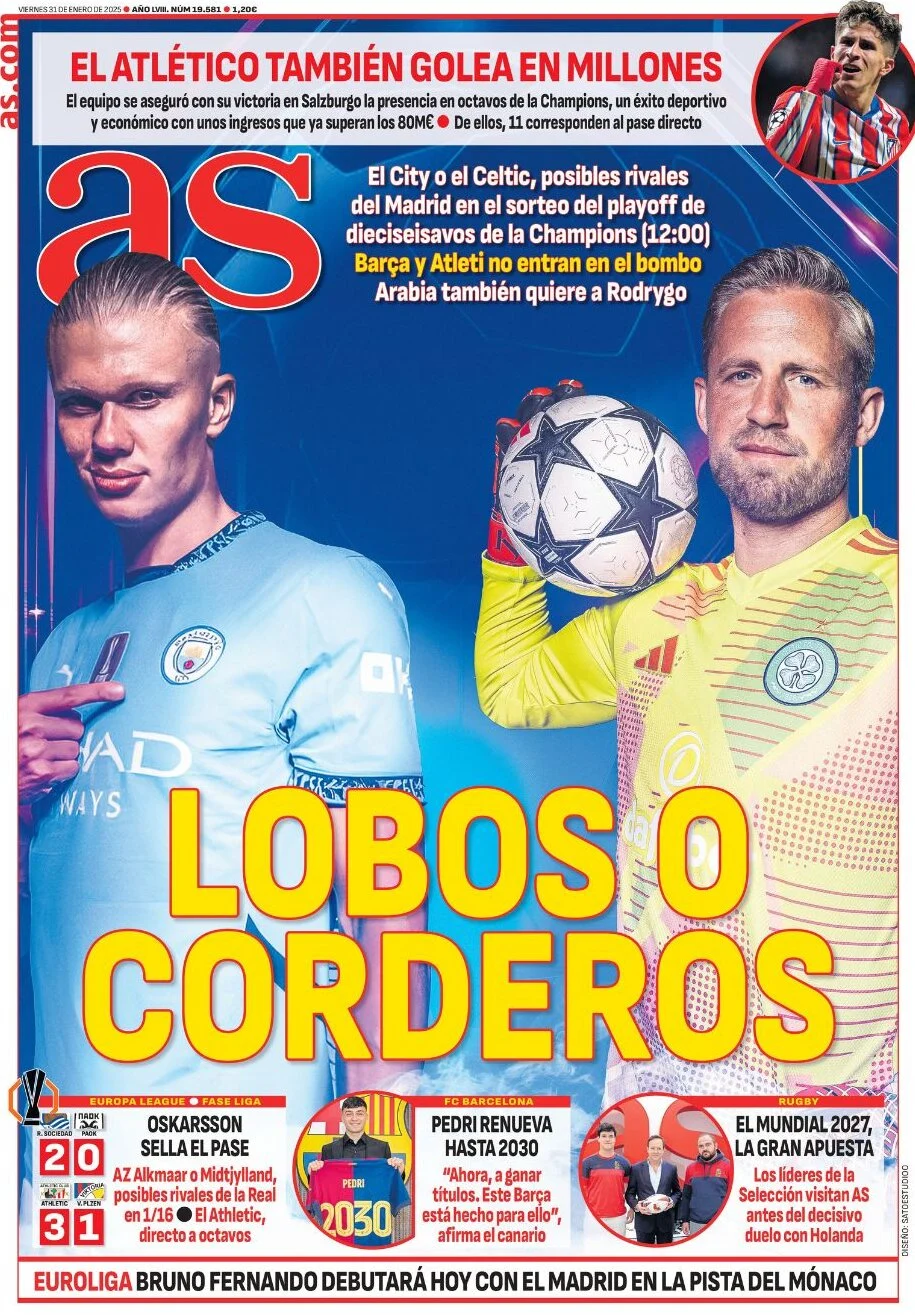 anteprima della prima pagina di as-madrid del 31/01/2025