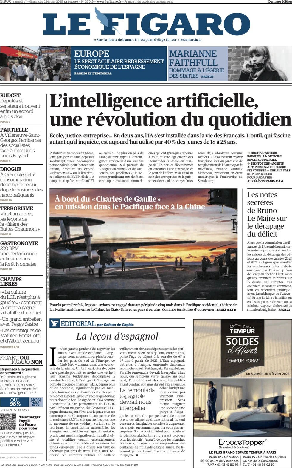 anteprima della prima pagina di le-figaro del 01/02/2025