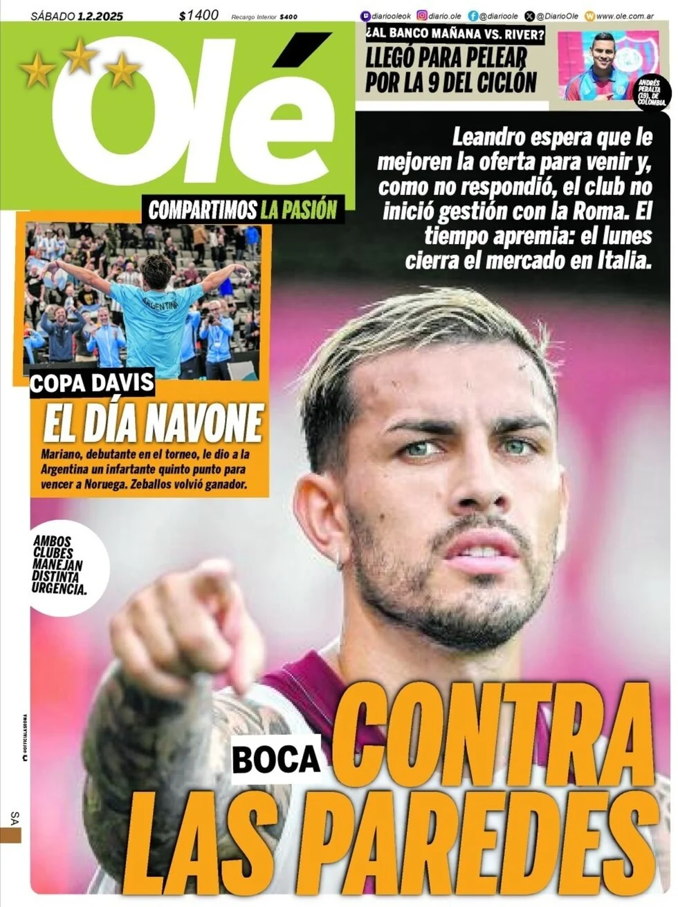 anteprima della prima pagina di ol del 01/02/2025