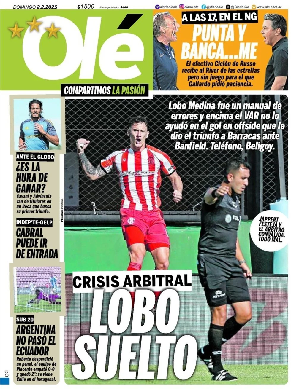 anteprima della prima pagina di ol del 02/02/2025