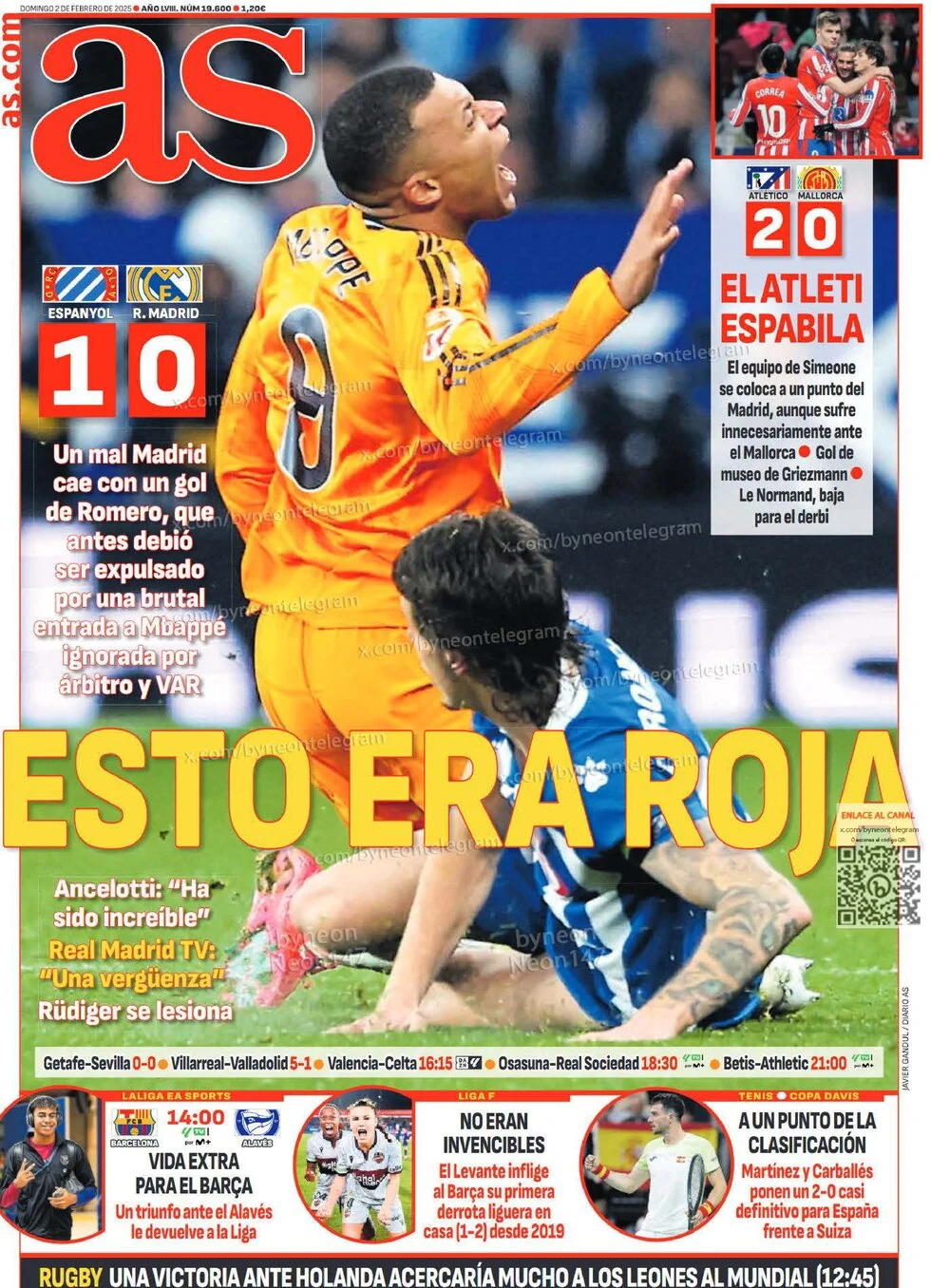 anteprima della prima pagina di as-madrid del 02/02/2025
